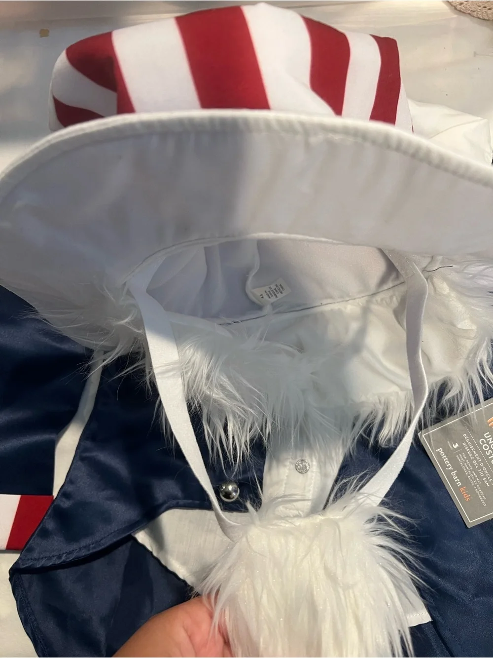 Pottery Barn Kids Uncle Sam Halloween Costume Size 4-6 NWT Hat and Beard